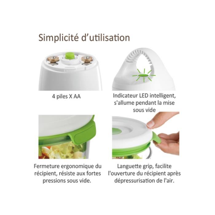 Fosa Kit De Mise Sous Vide Alimentaire En Recipients 30000 - 600-1350 Ml - Blanc Et Vert