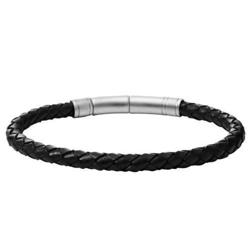 Bracelet Homme - Fossil - Jf00510797 - Cuir Noir - Longueur 21 Mm