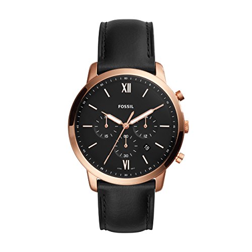 Chronographe - Fossil - Neutra Chrono Fs5381 - Acier Inoxydable - Noir - Or Rouge