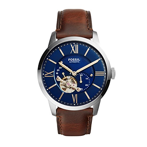 Montre - Fossil - Me3110 - Automatique - Cuir Marron - Cadran Bleu 44mm