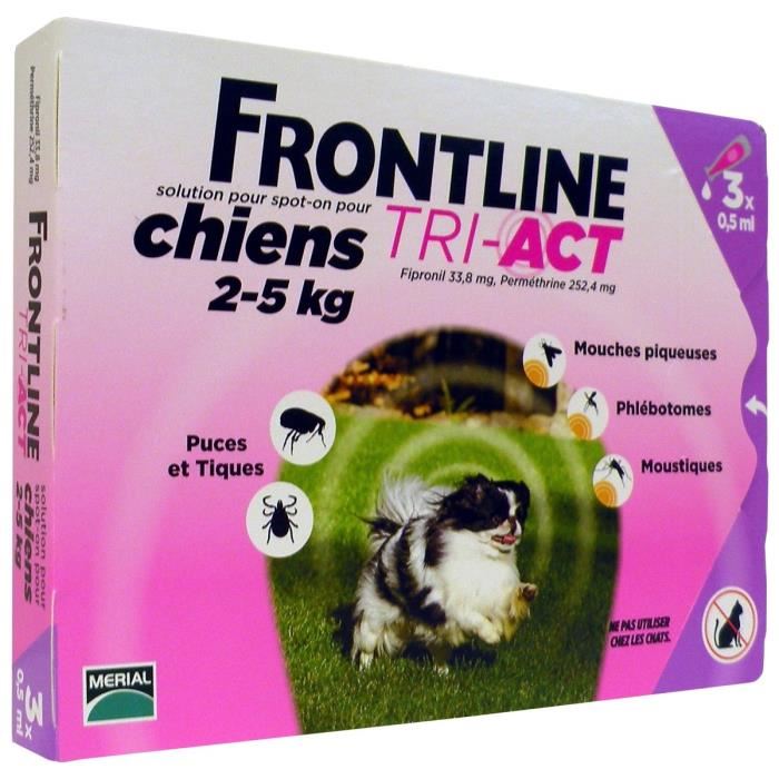 Frontline Tri Act spot on chiens 2 - 5 kg 3 pipettes