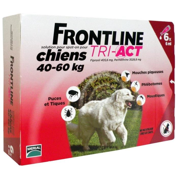 Frontline Tri Act Chiens Xl 40 60kg 6 Pipettes