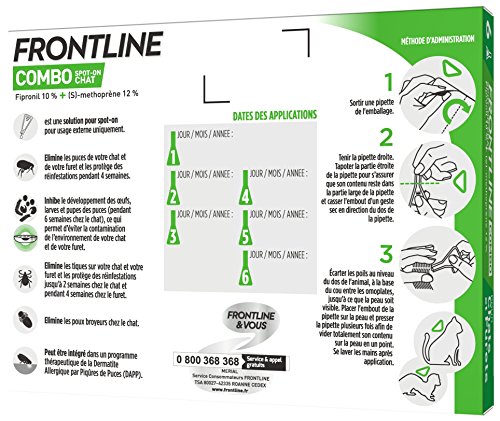 Frontline Combo Chat Anti Puces Et Anti Tiques Pour Chat 6 Pipettes 