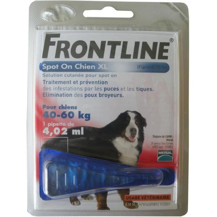 Frontline Spot-on Chien Xl 40 A 60kg - 1 Pipette
