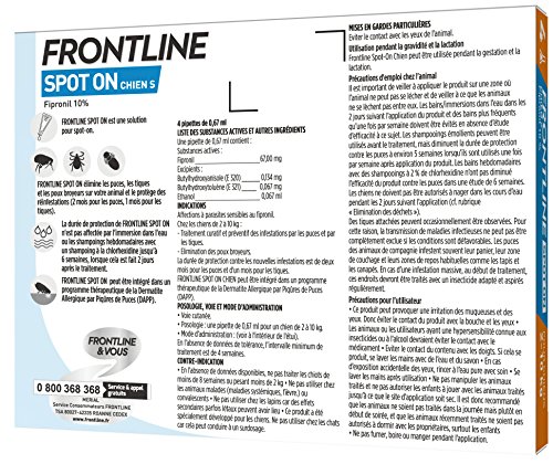 Frontline Spot On Chien S 2 A 10 Kg 4 Pipettes Puces Tiques Et Poux