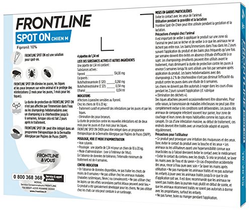 Frontline Spot On Chien M 10 A 20 Kg 4 Pipettes Puces Tiques Et Poux