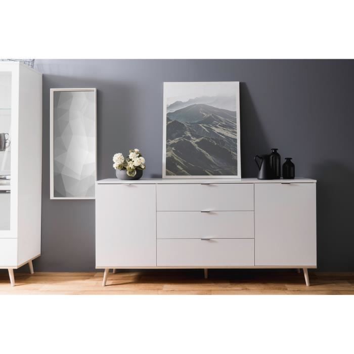 GOeTEBORG Buffet bas Style scandinave Decor chene et blanc L 180 cm