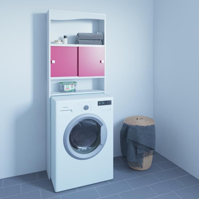 Meuble Wc Ou Machine A Laver Blanc Fuchsia