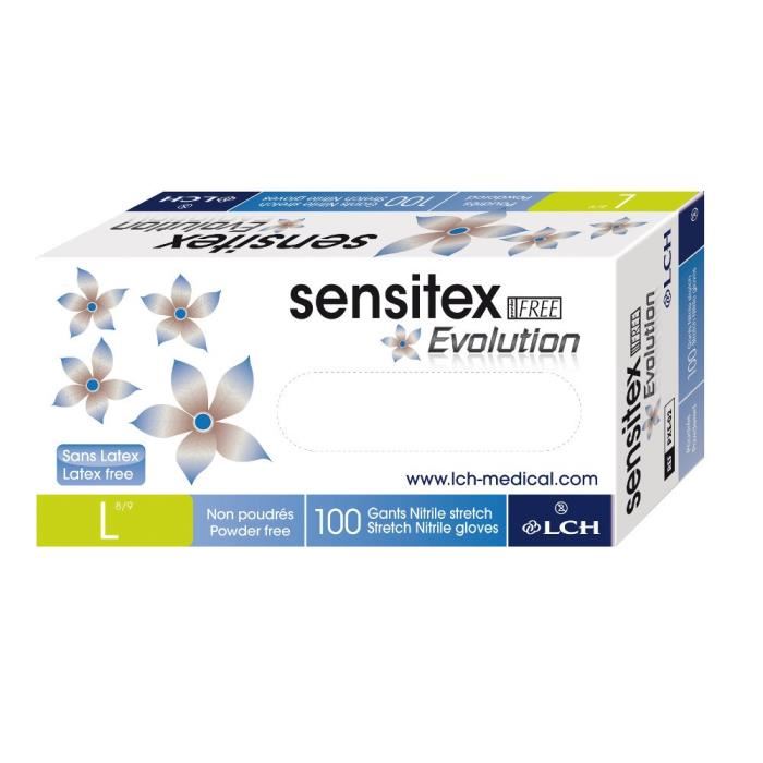 Gants Dexamen Jetable En Nitrile Lch Sensitex Evolution - Taille L (8/9) - Lot De 100