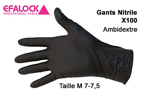 Gants Nitrile Noir Taille M X100 Efalock