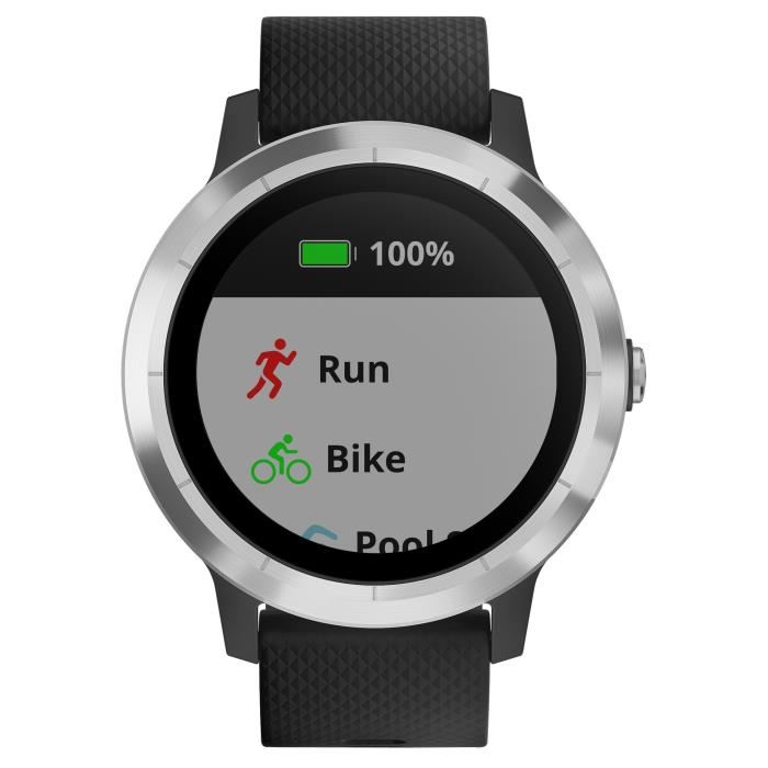 Garmin Vivoactive 3 Silver Montre Connectee Gps Cardio - Noir / Argent