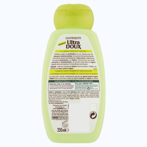 Garnier Shampoing Ultra Doux purifiant - A l'argile douce et cedrat - 250 ml