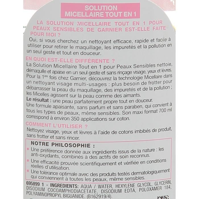 Garnier Skinactive Solution Micellaire Tout-en-1 Maxi Format 700 Ml
