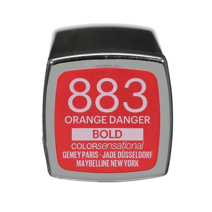 GEMEY MAYBELLINE Rouge a levres Color Sensational Bolds Mat Corail 883 Orange Danger