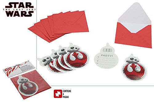 6 cartes d'invitation + enveloppes Star wars 8 The Last Jedi Taille Unique