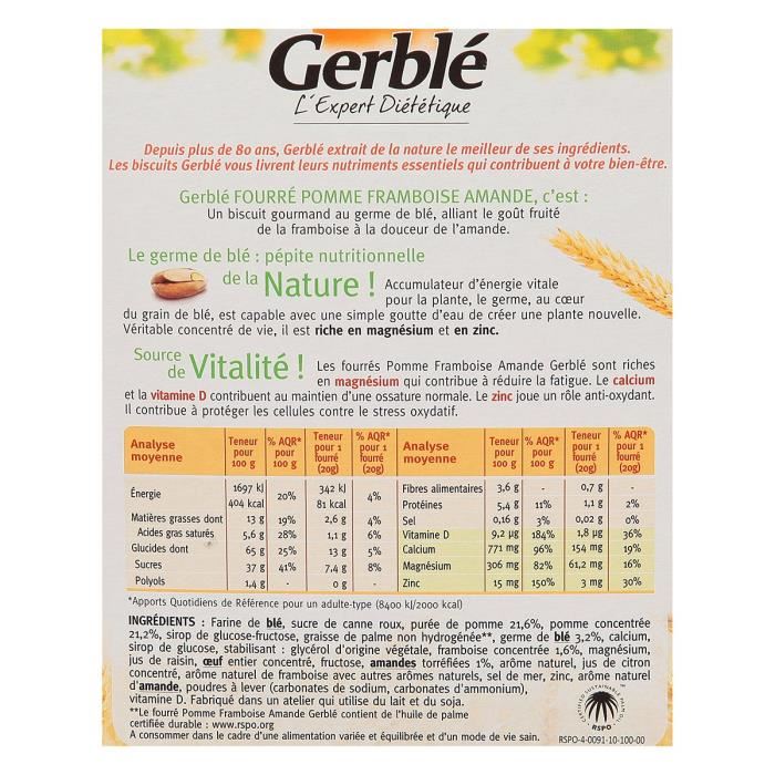 Gerble Biscuit Fourre Pomme Framboise Amande - 200g