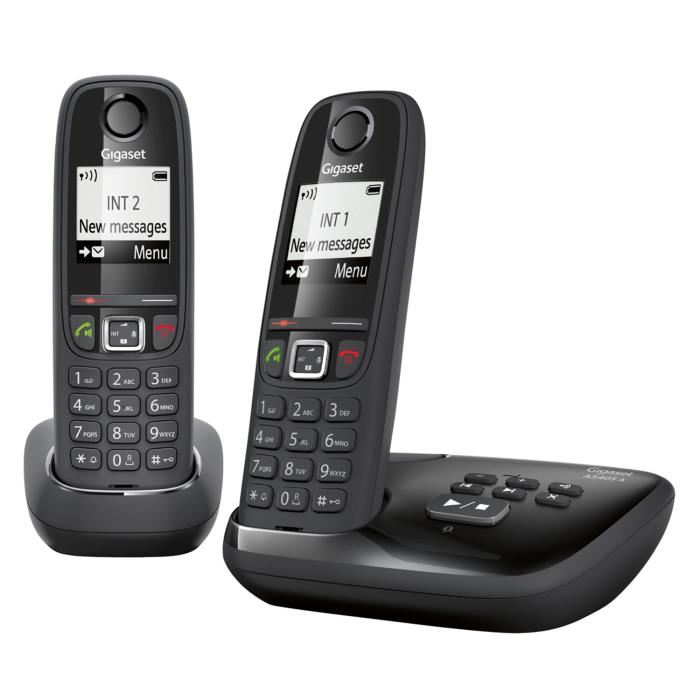 Gigaset As405a Duo Telephone Sans Fil Repondeur Noir