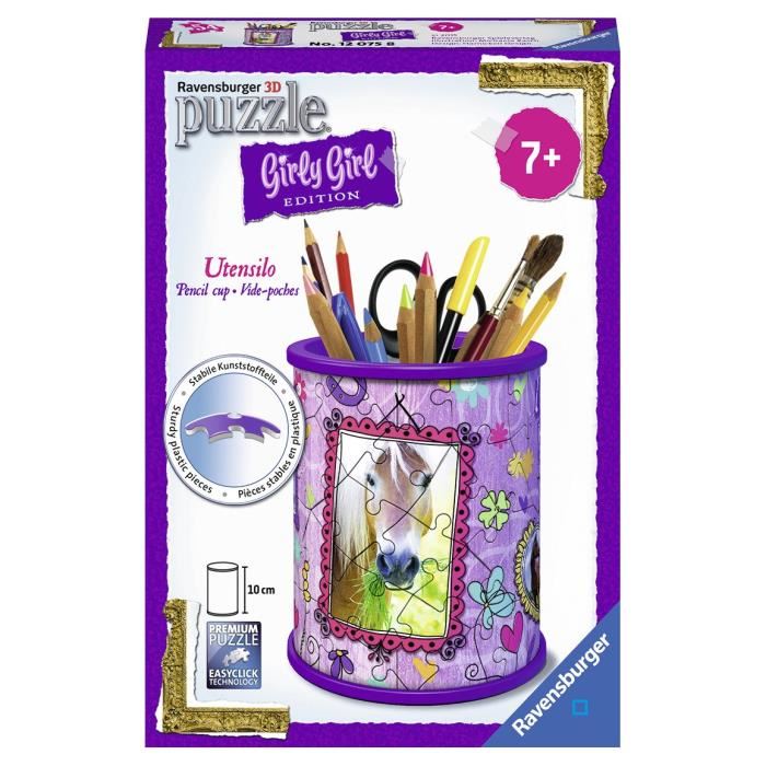 GIRLY GIRL Pot a Crayons Chevaux Puzzle 3D