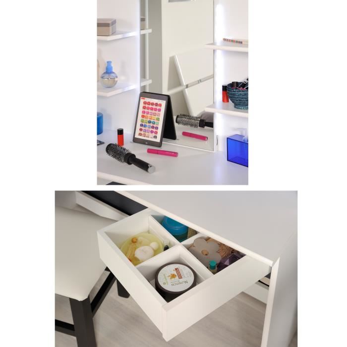 Coiffeuse Avec Tiroirs Et Miroir - Blanc