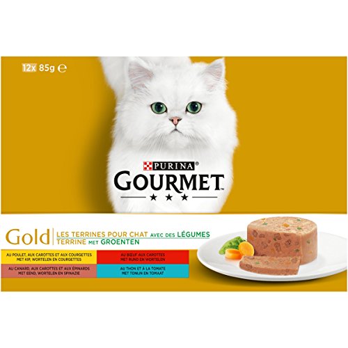 Gourmet Gold Les Terrines Aux Legumes Multivarietes - 12 X 85 G (x8) - Pour Chat Adulte