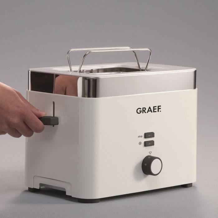 Grille-pain 2 Fentes Extra-larges - Graef To61 - Fonction Decongelation Et Centrage Automatique - Blanc