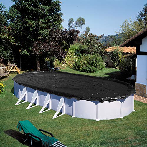 Gre - Bache Dhivernage  Pour Piscine Tubulaire Hors-sol Ovale 610 X 375 Cm - 120g/m² - Noir