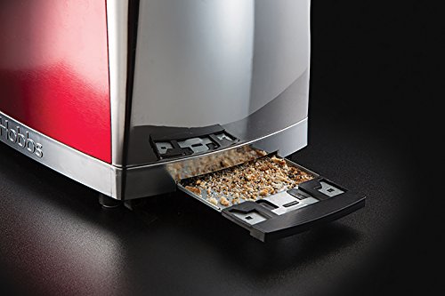 Grille-pain - Russell Hobbs - Luna Rouge Solaire - Fente Longue - 1420 W - Fonctions Rechauffage Et Decongelation