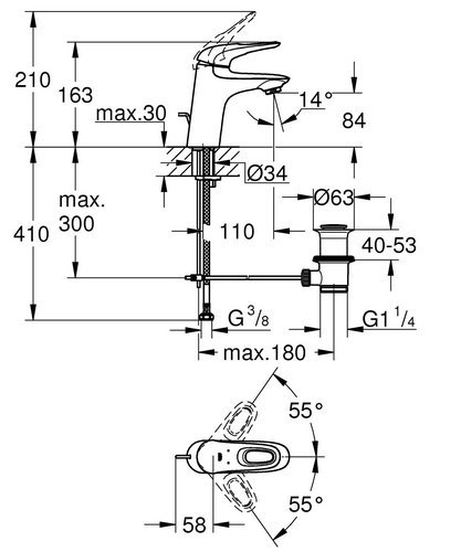 Grohe Eurostyle Chrome, Taille S, Avec Eurostyle