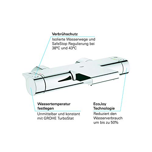 Grohe Mitigeur Mural Thermostatique Baindouche ½ Grohtherm 2000 34174001 Jet Cascade Limiteur De Temperature Economie Deau