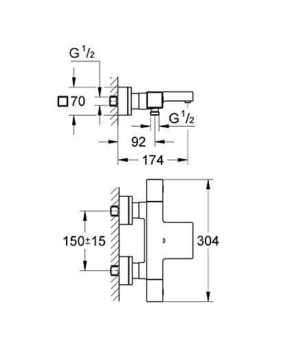 Grohe Cube Mitigeur thermostatique de baignoire avec inverseur et connexions chrome 34497000