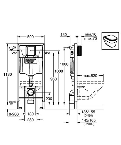 Grohe Rapid Sl - Bati-support Pour Wc Suspendu 113 Cm Standard 38528001