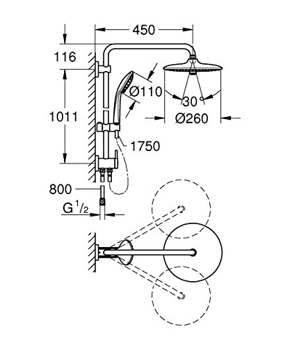 Grohe Colonne De Douche Euphoria System 260 3 Jets 27421002 - Mitigeur Thermostatique-limiteur De Temperature -debit