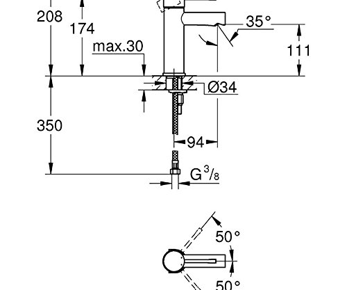 Essence Mitigeur monocommande 1/2  lavabo Taille S (34294001)