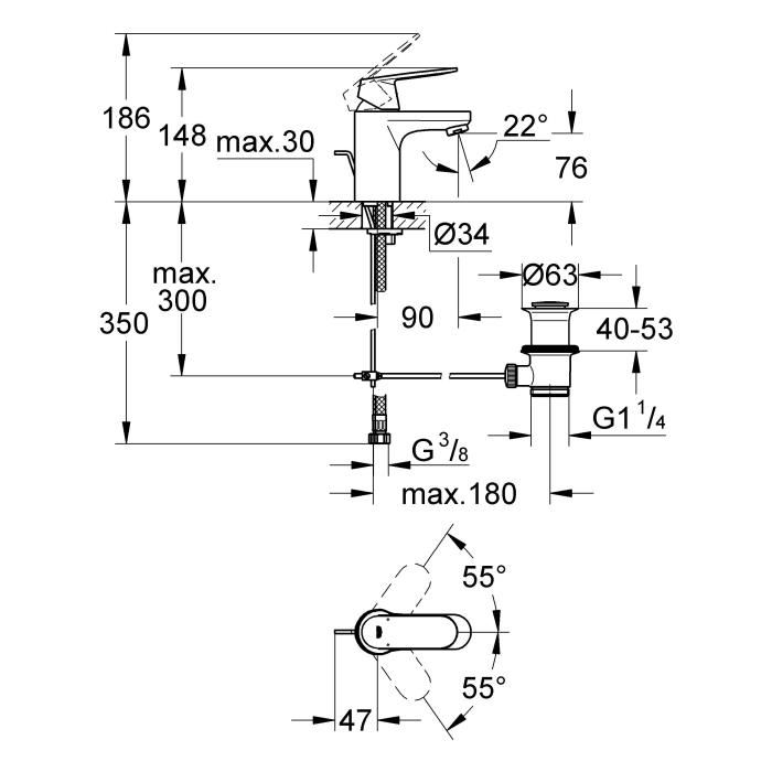 Eurosmart Grohe 3282500e Cosmopolitan Speedclean Mosseur 58 L