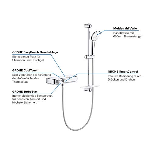 Grohe Grohtherm Thermostat De Douche 34720000 Chrome Dn 15 Avec Set De Douche 600mm
