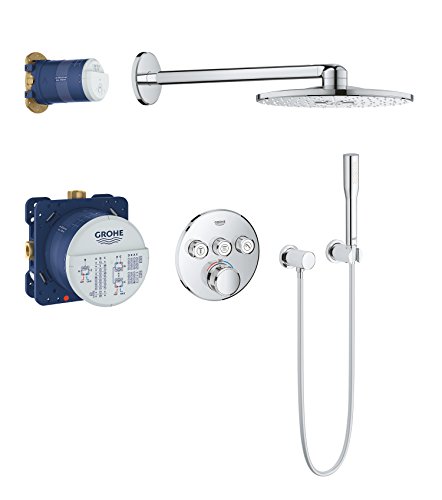 Grohtherm Smartcontrol Systeme De Douche Grohe Chrome, Thermostat Encastre, Douche De Tete Et Douchette