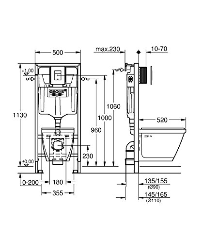 Grohe Pack Bati Wc Solido Compact 39186000 Wc 6 9 L 113m
