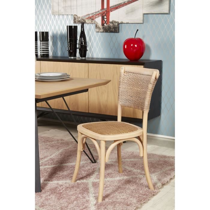 GUINGUETTE Chaise de cuisine - Bois d'orme coloris naturel - Style classique - L 45 x P 41 cm