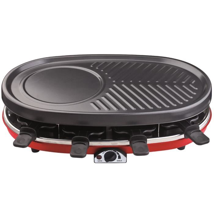 Hkoenig Rp418 - Appareil A Raclette 4 En 1 - 8 Personnes - 6 Mini Crepes - Grill - Temperature Reglable - 1500w  - Plaques