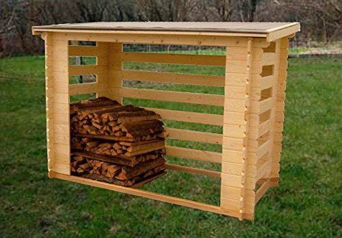 Abri de jardin range buches ferme avec structure en bois 4 steres 236x119x167cm