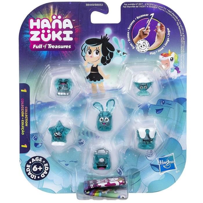 Hasbro Hanazuki - Pack 5 Tresors + 1 Mini Hemka Turquoise