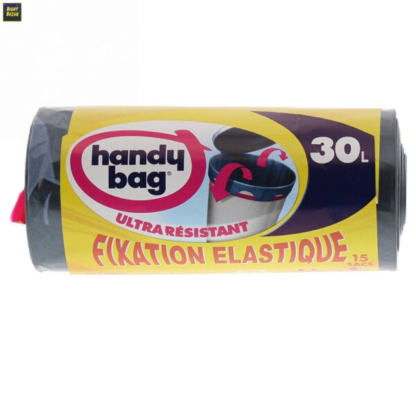 Handy Bag Lot De 4 Rouleaux De 15 Sacs - 30 L - Fixation Elastique