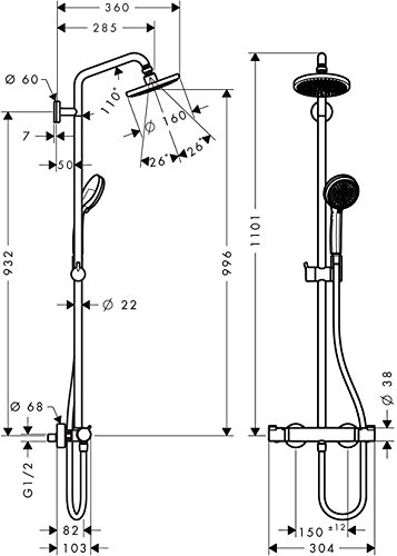 Hansgrohe Croma Colonne De Douche 160 1 