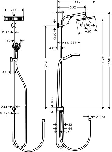 Hansgrohe Reno Crometta E 240 Colonne De Douche 27289000 Chrome 1jet Ecosmart