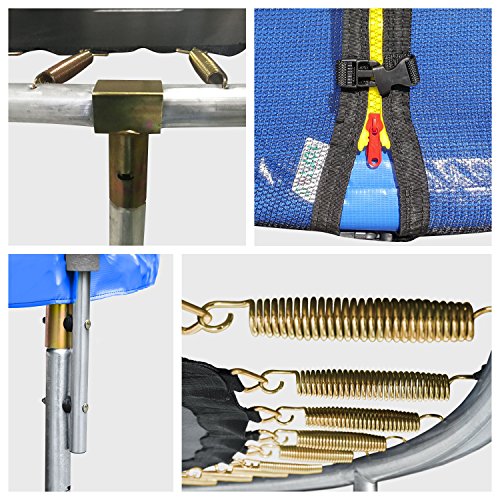 Pack Premium Trampoline 180cm Reversible Bleu / Vert Cairns + Filet Echelle Bache Et Kit Dancrage
