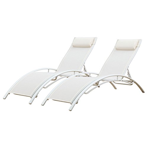 Happy Garden Lot De 2 Transats Galapagos En Textilene Blanc - Aluminium Blanc