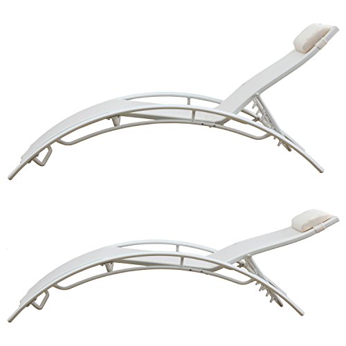 Happy Garden Lot De 2 Transats Galapagos En Textilene Blanc - Aluminium Blanc