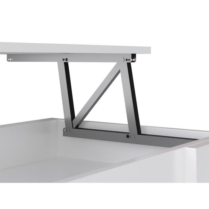 Happy Table Basse Relevable Style Contemporain Blanc Mat L 100 X L 50 Cm
