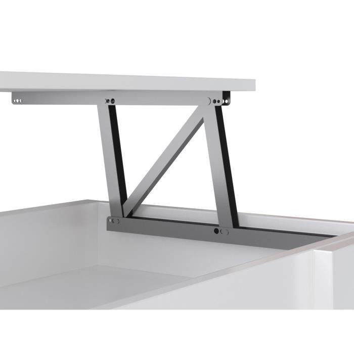 Table Basse Relevable Style Contemporain Blanc Mat L 100 X P50 X H44cm Happy