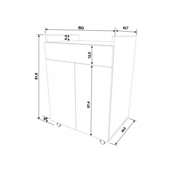 Desserte De Cuisine L 60cm - Blanc Mat - Oslo